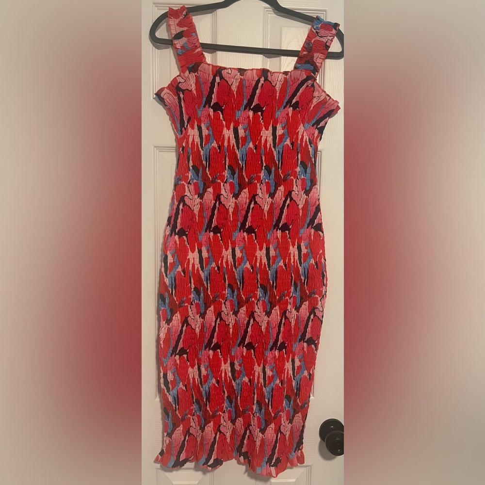 Stylish Pink/Red Patterned Summer Dress